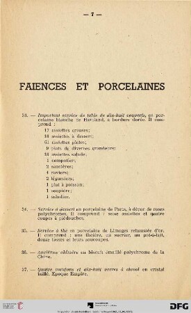 Faiences et Porcelaines (Nr. 33-60)