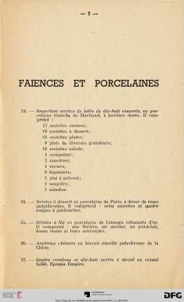 Faiences et Porcelaines (Nr. 33-60)