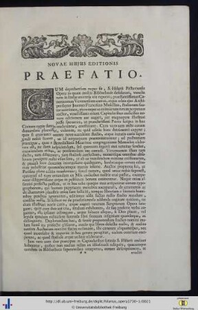 Novae Hujus Editionis Praefatio.