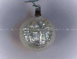 Christbaumschmuck: Kugel mit Kirche und Stern