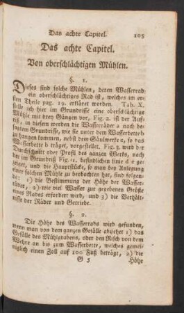 Das achte Capitel. Von oberschlächtigen Mühlen