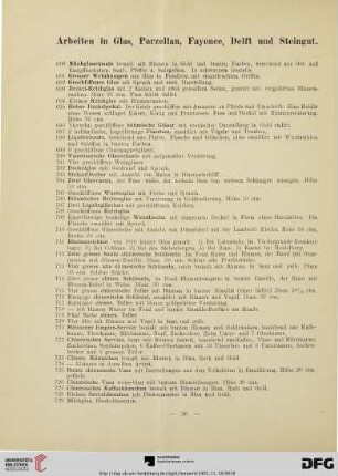 Arbeiten in Glas, Porzellan, Fayence, Delft und Steingut (Nr. 690-857)