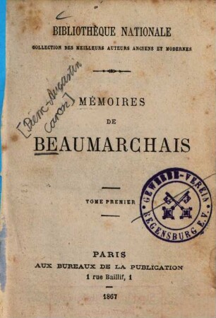 Memoires de Beaumarchais. 1