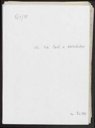 Lebenserinnerungen von Weizsäcker. Maschinenschriftliche Abschrift von Gustel Meibom. Weiterführung von Ernst v. Weizsäcker, 1926