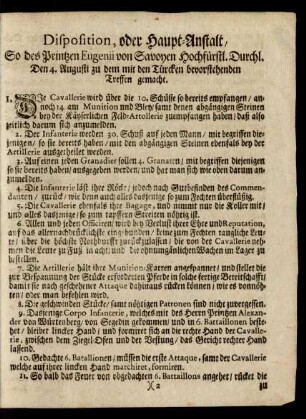 Disposition, oder Haupt-Anstalt, So des ...