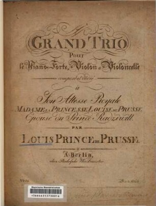 Grand trio pour le piano-forte, violon et violoncelle