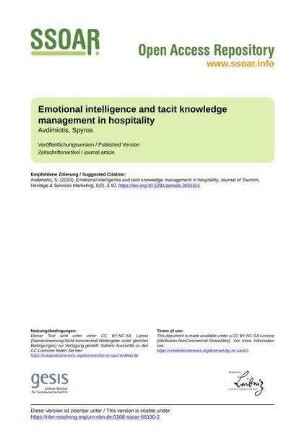 Emotional intelligence and tacit knowledge management in hospitality