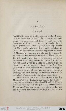 V. Masaccio 1401-1428