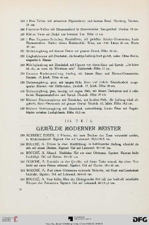 III. Teil: Gemälde moderner Meister (Nr. 259-373)
