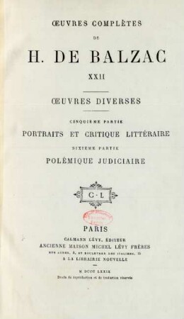 22: Portraits et critique littéraire. Polémique judiciaire