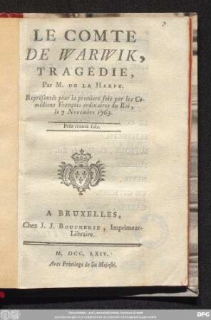 Le Comte De Warwik : Tragédie