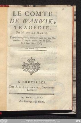 Le Comte De Warwik : Tragédie