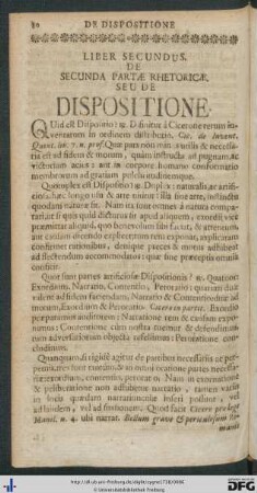 Liber Secundus. De Secunda Parte Rhetoricae Seu De Dispositione.