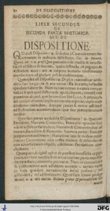 Liber Secundus. De Secunda Parte Rhetoricae Seu De Dispositione.