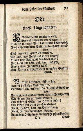 Ode eines Ungenannten.