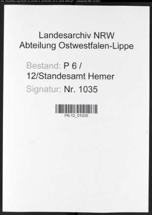 Sterberegister Standesamt Hemer