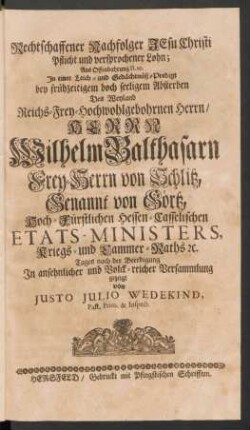 Rechtschaffener Nachfolger Jesu Christi Pflicht und versprochener Lohn