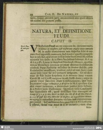 De Natura, Et Definitione Feudi. Caput II.