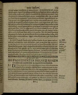 Caput VI. De Providentia Dei, Seu Rerum Conservatione & Gubernatione.