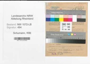 Entnazifizierung Willi Schumann , geb. 16.11.1908 (Reichsbankangestellter)
