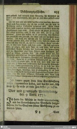 Vier und zwanzigste Unterredung, den 9 April 1772