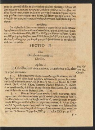 Sectio II. De Duabus naturis in Christo.