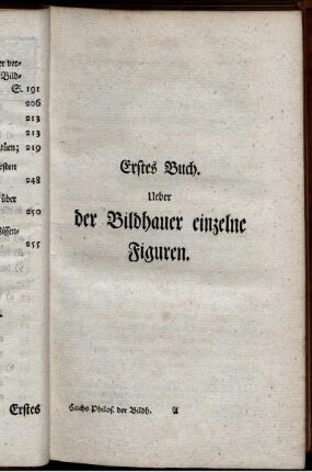 Erstes Buch. Ueber der Bildhauer einzelne Figuren