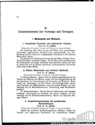 I. Mathematik und Mechanik