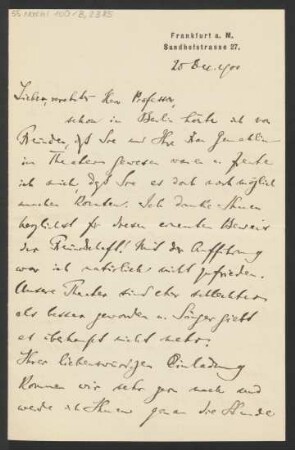 Brief an Karl Klindworth : 20.12.1900
