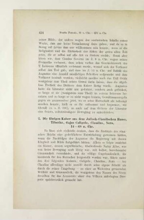 2. Die übrigen Kaiser aus dem Julisch-Claudischen Hause, Tiberius, Gajus Caligula, Claudius, Nero, 14 - 68 n. Chr.