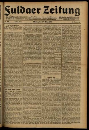 Erste Ausgabe vom Montag, den 17. März 1913.