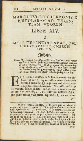 Epistolarum Ciceronis Liber XIV.