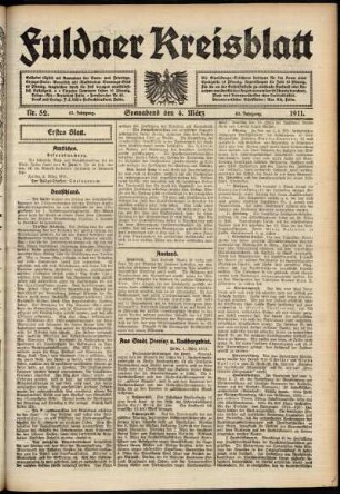 Erste Ausgabe vom Mittwoch, den 01. März 1911.