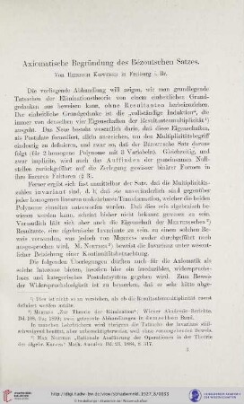 Axiomatische Begründung des Bézoutschen Satzes