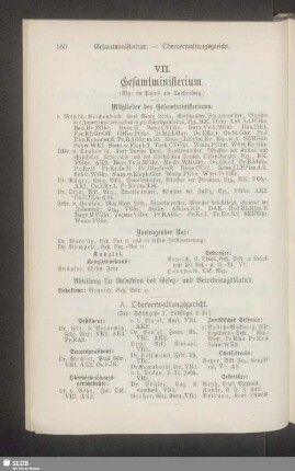 VII. Gesamtministerium