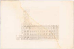 Werke der höheren Baukunst, Darmstadt 1858. Rathaus, Hamburg: Seitenansicht