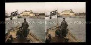 Blick vom Boot zum Hafenamt, Braila