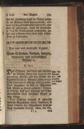 Das vier und dreißigste Capitel. Vom Schielen, kurtzen, langen doppelten und undeutlichen Gesichte &c.