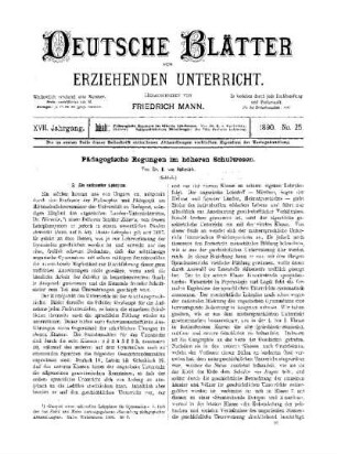 Pädagogische Regungen im höheren Schulwesen : (Schluss)