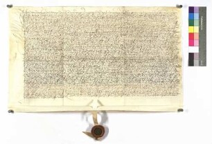 Urteil des Lehengerichts unter dem Vorsitz des Georg von Vellberg; Siegel: Georg von Vellberg.