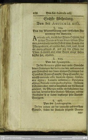 Sechste Abtheilung. Von der Auricula ursi