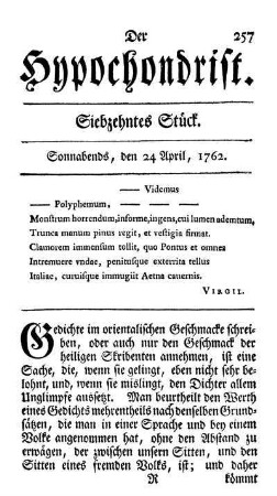 Siebzehntes Stück. Sonnabends, den 24 April, 1762.