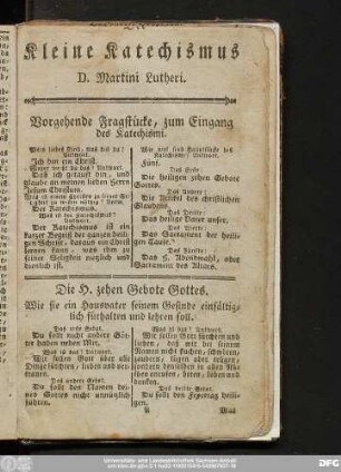 Kleine Katechismus D. Martini Lutheri.