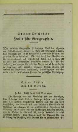 Dritter Abschnitt: Politische Geographie