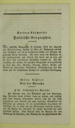 Dritter Abschnitt: Politische Geographie