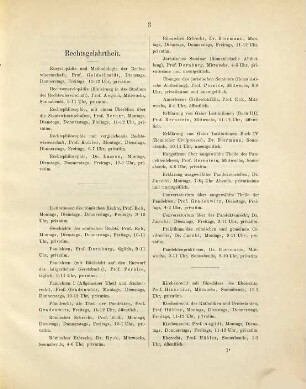 Verzeichnis der Vorlesungen. 1890/91, WS