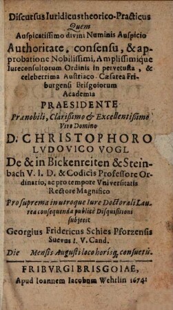 Discursus iurid theor.-practicus