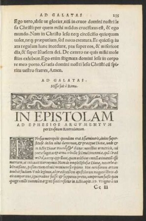 In Epistolam Ad Ephesios Argumentum per Erasmum Roterodamum.