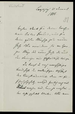 Nr. 11: Brief von Bernhard Windscheid an Gottlieb Planck, 31.12.1886