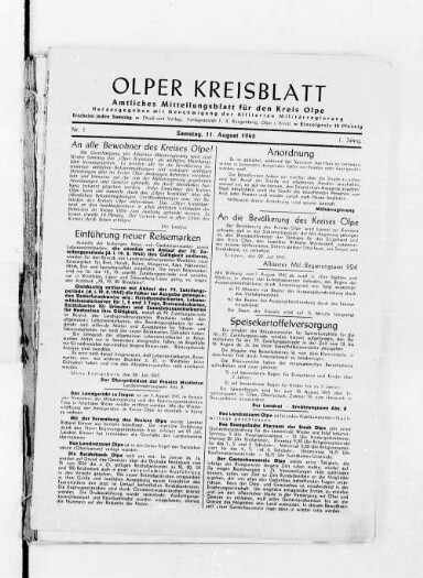 Front page of a newspaper